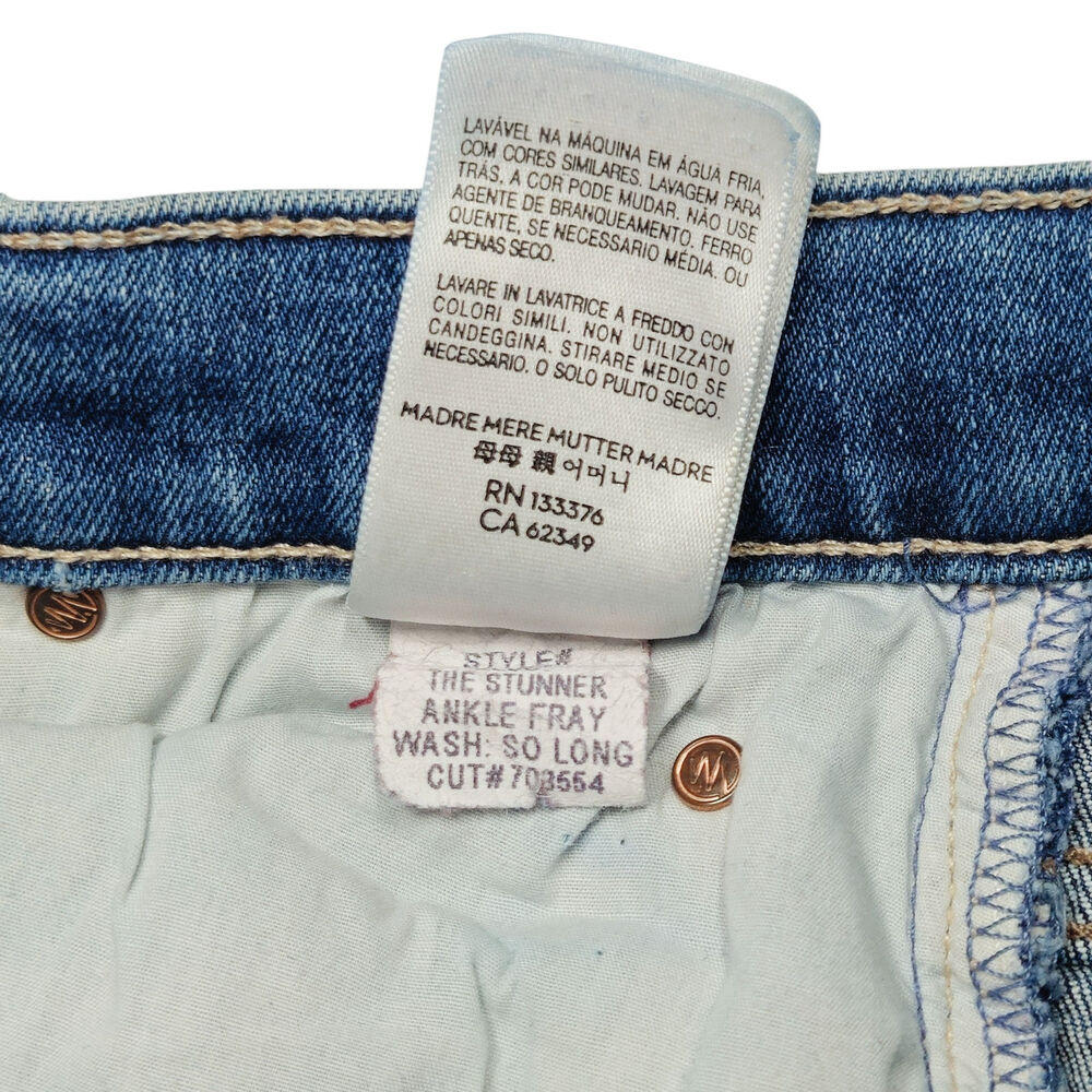 Mother Stunner Ankle Fray Denim Jeans High Rise Button Fly Raw Hem Old Money 24 - Picture 10 of 13